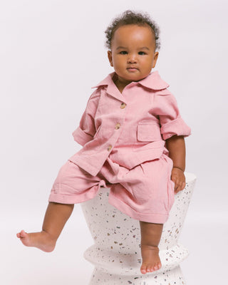 The Lullaby Club_Mini Lounge Set_Kids Shorts and button up shirt