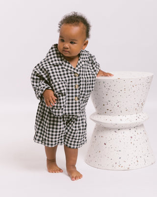 The Lullaby Club_Mini Lounge Set_Kids Shorts and button up shirt