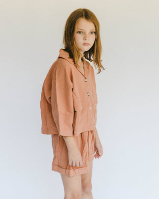 The Lullaby Club_Mini Lounge Set_Kids Shorts and button up shirt