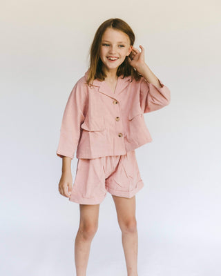 The Lullaby Club_Mini Lounge Set_Kids Shorts and button up shirt