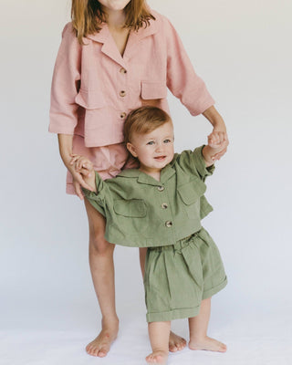 The Lullaby Club_Mini Lounge Set_Kids Shorts and button up shirt