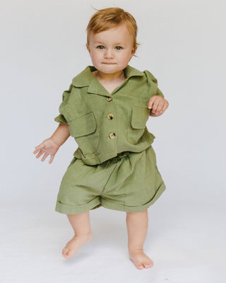 The Lullaby Club_Mini Lounge Set_Kids Shorts and button up shirt