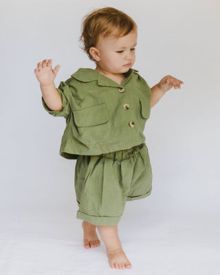 The Lullaby Club_Mini Lounge Set_Kids Shorts and button up shirt