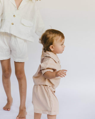 The Lullaby Club_Mini Lounge Set_Kids Shorts and button up shirt